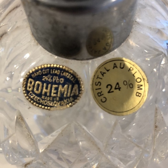 Antique Cristal Au aplomb crystal Bohemia hand cut 24% perfume bottle  spray - Picture 3 of 7